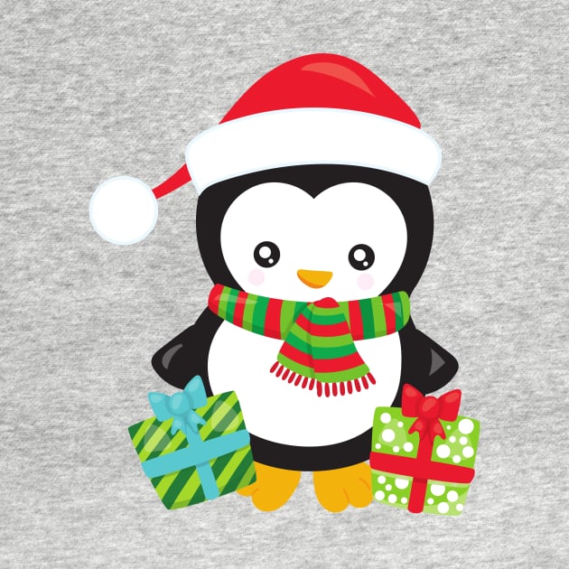 Christmas Penguin, Penguin With Santa Hat, Gifts by Jelena Dunčević